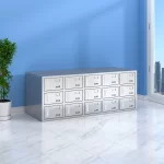 15-door stainless steel shoe cabinet with magnetic doors