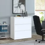 white 3-drawer wide filing cabinet